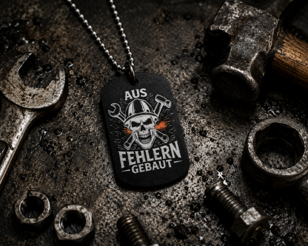 Aus Fehlern gebaut – Mechaniker Dogtag aus eloxiertem Aluminium