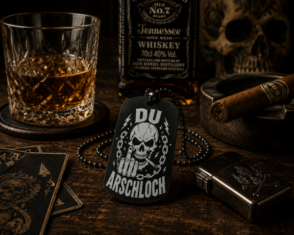 Du-Arschloch-statement-dogtag