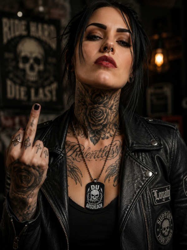 Du-Arschloch-statement-dogtag
