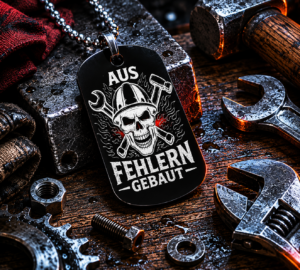 Aus Fehlern gebaut – Mechaniker Dogtag aus eloxiertem Aluminium