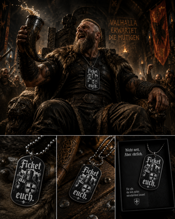 Ficket euch. Dog Tag | Ritter Anhänger für Biker, Rocker & Mittelalter Fans