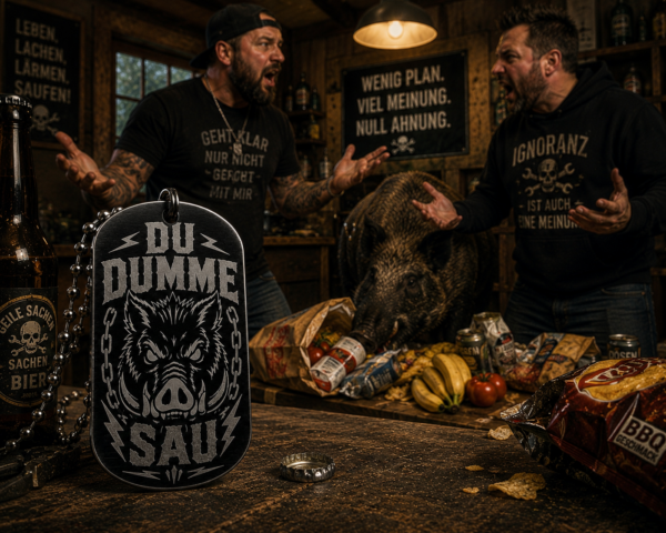Dog Tag Du Dumme Sau | Lustiger Wildschwein Anhänger
