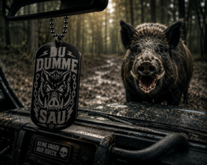 Dog Tag Du Dumme Sau | Lustiger Wildschwein Anhänger