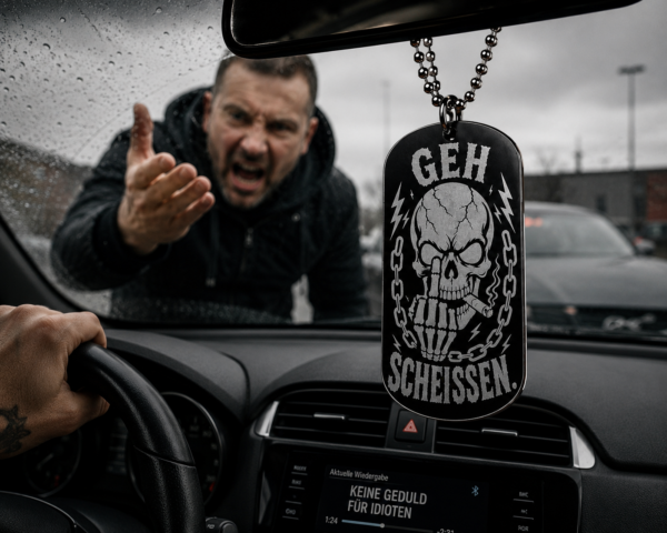 Dog Tag Geh Scheißen | Lustiger Statement Anhänger für Biker & Rocker