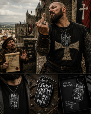 Ficket euch. Dog Tag | Ritter Anhänger für Biker, Rocker & Mittelalter Fans