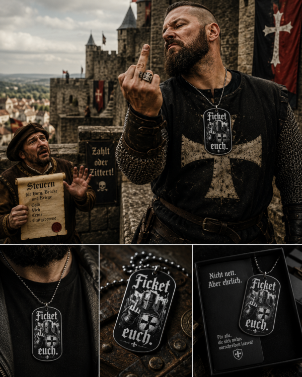 Ficket euch. Dog Tag | Ritter Anhänger für Biker, Rocker & Mittelalter Fans