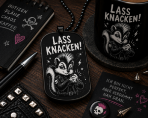 Dogtag Anhänger – Lass knacken! | Punk-Stinktier Edition mit schwarzem Humor