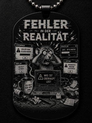 Dogtag Anhänger FEHLER IN DER REALITÄT – Glitch Ratten Anhänger mit schwarzem Humor