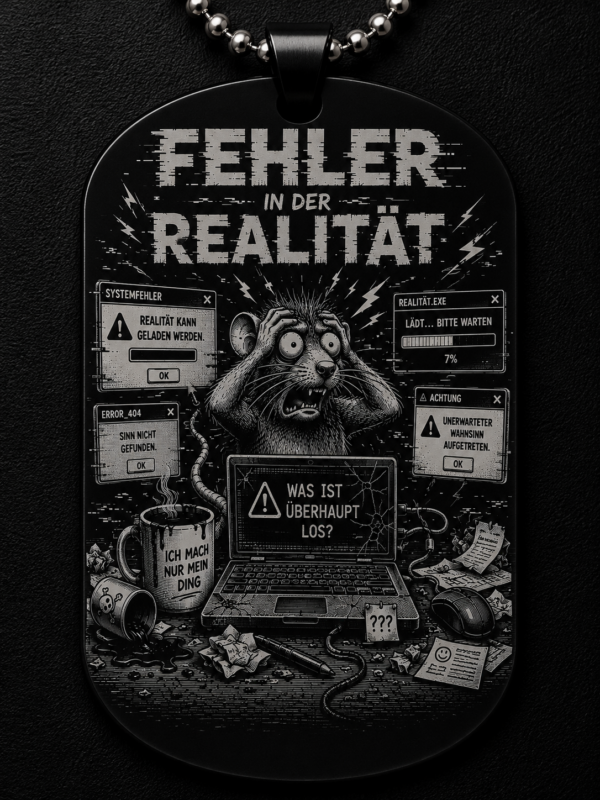 7964ad5f-b5db-4902-bf52-40edbe2a5c43 Dogtag Anhänger FEHLER IN DER REALITÄT – Glitch Ratten Anhänger mit schwarzem Humor