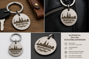 Wuppertal Skyline Schlüsselanhänger aus Edelstahl
Ein Stück Wuppertal für die Hosentasche.