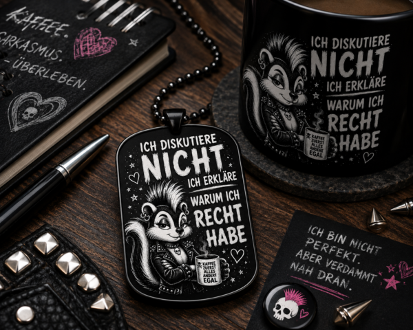Dogtag Anhänger – Ich diskutiere nicht, ich erkläre warum ich Recht habe | Punk-Stinktier Edition