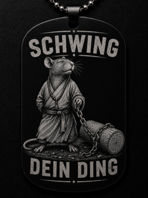 Dogtag Anhänger SCHWING DEIN DING – Lustiger Ratten Anhänger mit schwarzem Humor