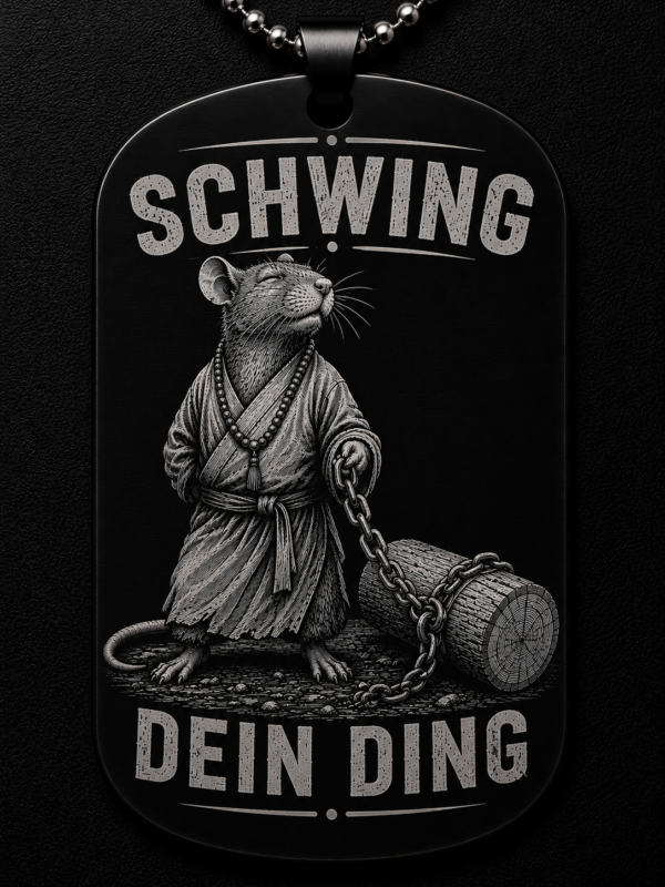 Dogtag Anhänger SCHWING DEIN DING – Lustiger Ratten Anhänger mit schwarzem Humor