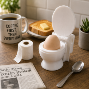Lustiger Eierbecher in Toilettenform – Origineller Eierhalter für Frühstück, Brunch & Geschenk